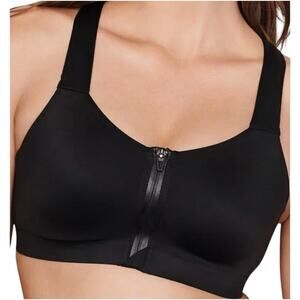 Victoria's Secret Knockout Front-Close Sports Bra Zip Up Padded Black 34C